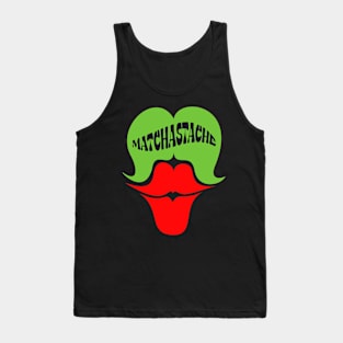 Matchastache Matcha green tea green mustache and red lips Tank Top